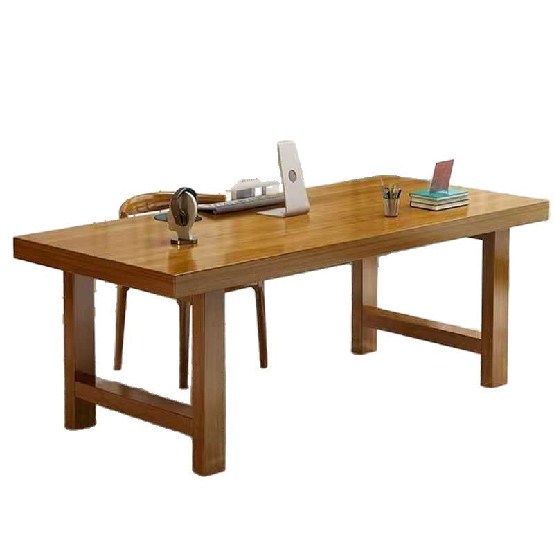 Modern minimalist extra-thick solid wood computer desk for office, living room, home desktop, study, rectangular rounded corner desk
