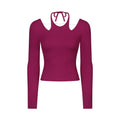 Vertical ribbed 2.0 sexy halter dance sports long sleeves silmslimming look pilates yoga clothes daw027