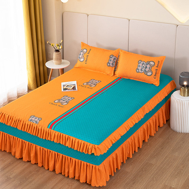 Korean style bed skirt bedspread single piece princess style bed skirt bed cover fitted sheet no pilling no shrinkage casual double 1.8m
