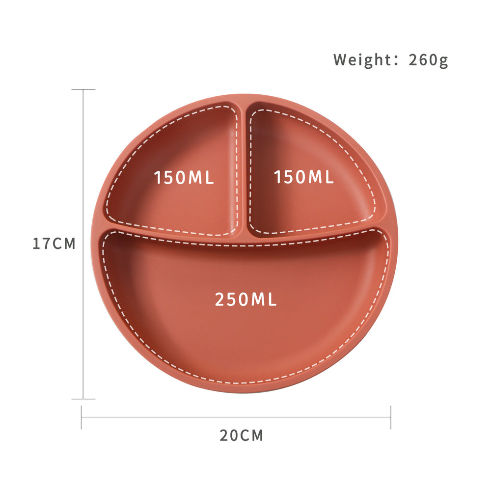 Kids dinner plate platinum silicone baby dinner plate infant suit complementary food compartment large suction cup smiley face maternal and infant products