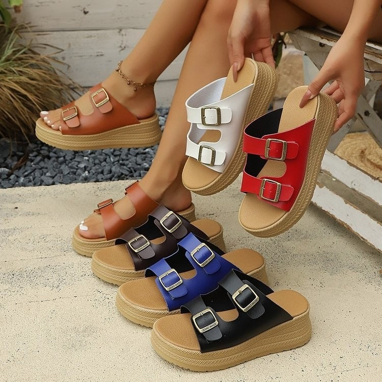 Plus size women's wedge flip-flops -  summer new arrival - stylish outdoor wear, perfect with skirts, non-slip slides