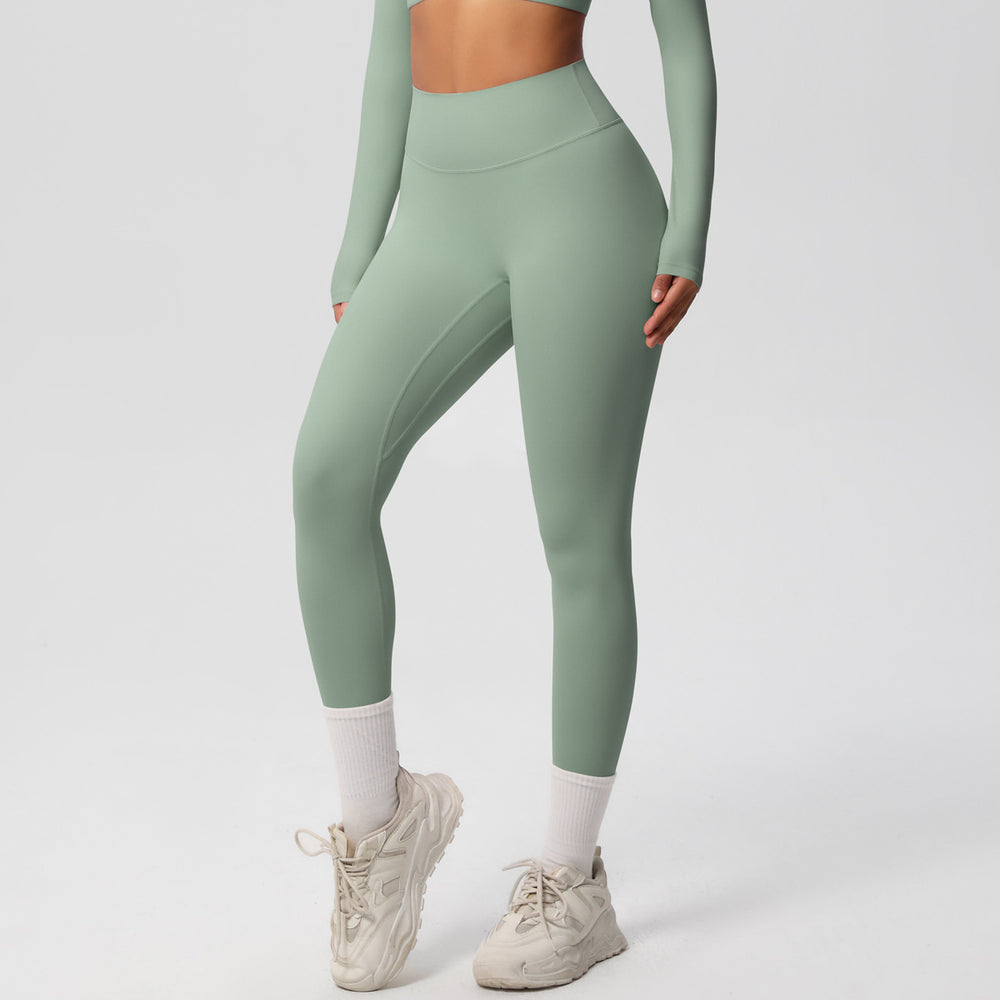 Ready-to-ship cross-border double-sided brushed, form-fitting, breathable solid color training yoga set, eight-piece athletic running fitness outfit for women