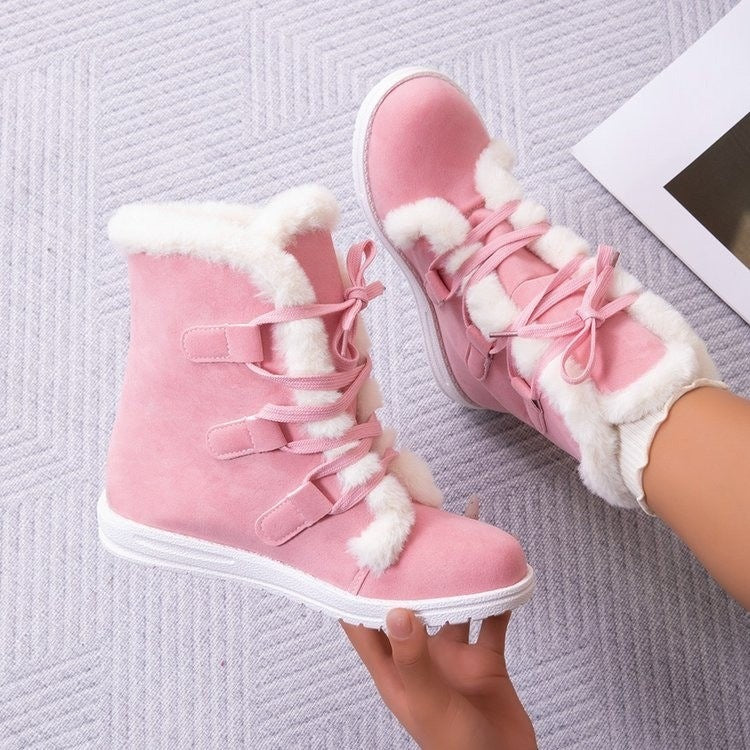 plus sizetie back snow boots for women winternew arrivalfashionfleece-lined short boots thickenedheattech women's cotton shoes