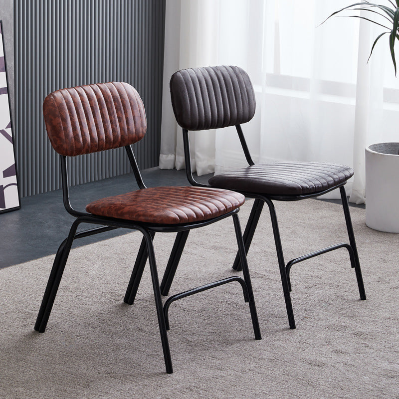 American loft iron art sub restaurant hot pot shop retro leather dining chair milk tea shop cafe casual back chair stool