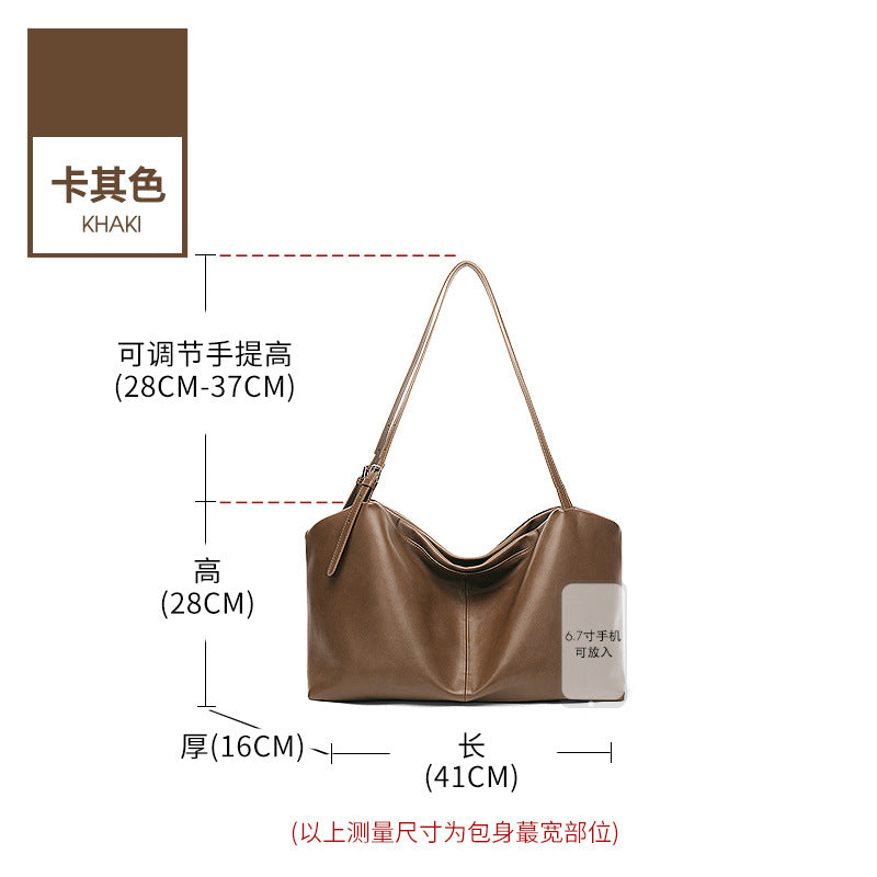 Soft cowhide tote bag women's 2025 autumn and winter new high-end sense large-capacity underarm bag versatile commuter messenger bag