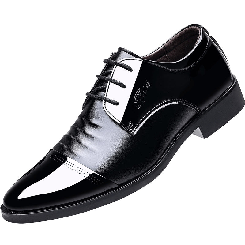 Glossy patent leather men's dress shoes - korean style business pointed toe formal casual british style men's shoes - wedding plus size men's shoes