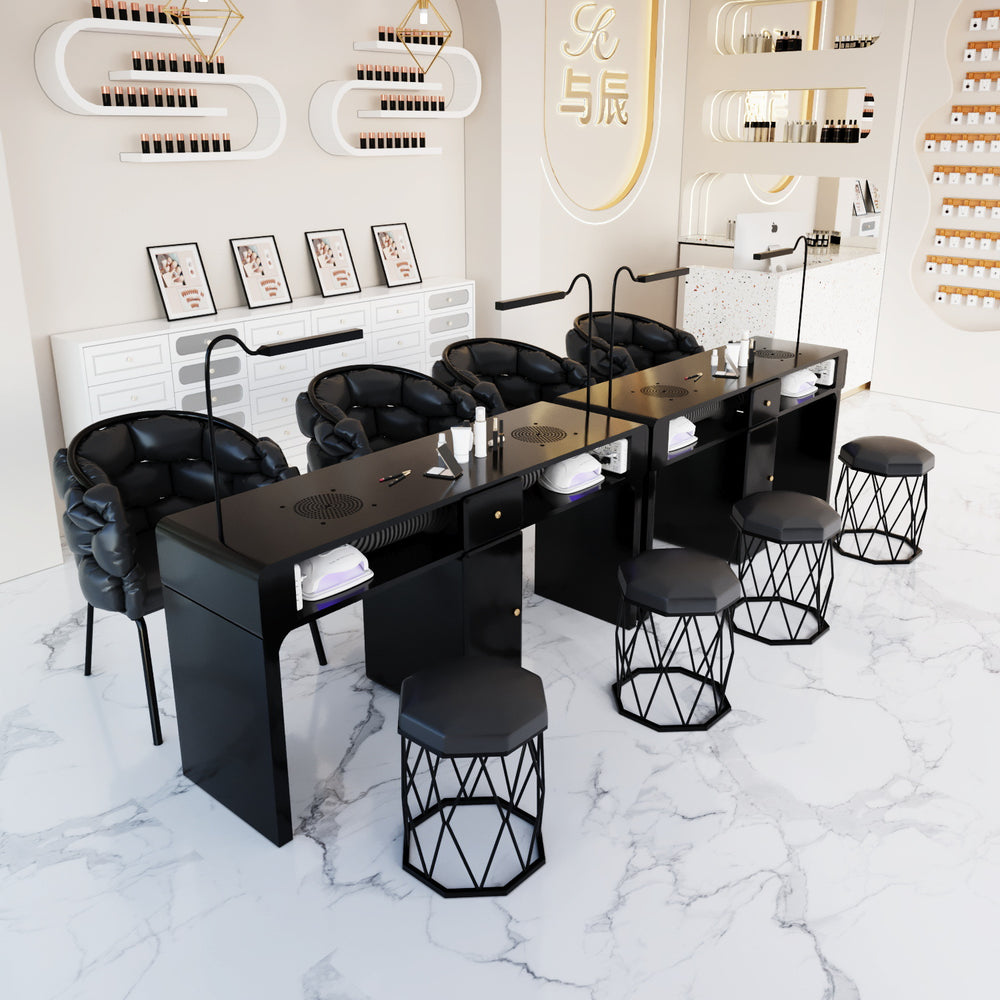 New arrival marble iron porcelain surface turbine manicure table and chair suit economical single and double multi-functional odor-free carbon steel paint