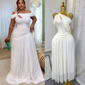 fashionsummer oblique shoulder twist-off shoulder sense of design long skirt sexy dress long skirt