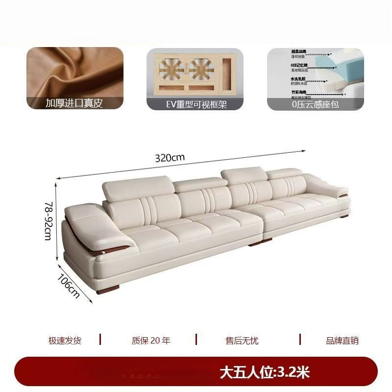 2025 new genuine leather sofa set, modern leather furniture for home living room, top grain cowhide sofa