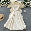 Accessible luxury socialiteclassy sense of heavy industry diamond-encrusted v neck suspender waist dress female french large swing fluffy dress