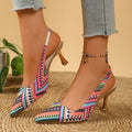 export style 2026 spring fashion pointed-toe high heels, sizes 40-42, patterned low-cut versatile office pumps