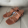 Spanish one-strap buckle 2025 spring new arrival black fashion european and american casual high heel open toe sandals women's shoes square toe
