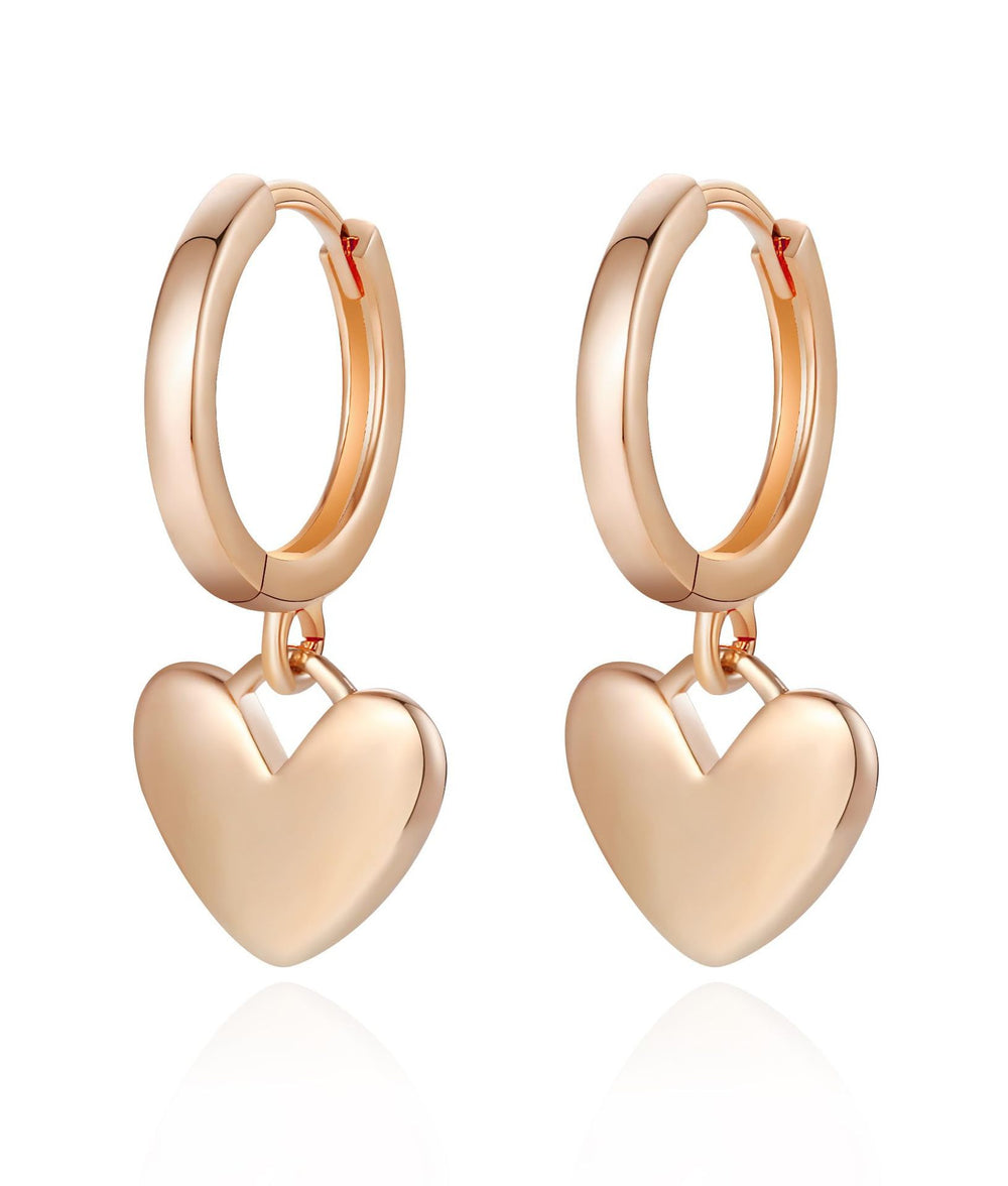 2024 fashionable and elegant 14k gold-plated heart pendant earrings - minimalist, everyday, and versatile copper-plated metal earrings