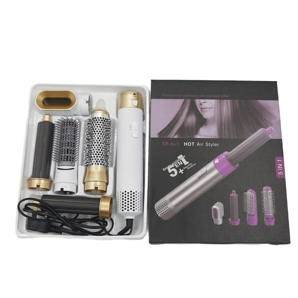 Amazon cross-border curling iron five-in-one hot air comb hair dryer comb curling iron straight hair comb hair dryer automatic hair suction