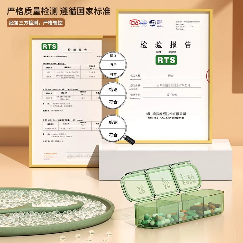 Medicine box portable, three meals a day, portable medicine packing box, medicine reminder box seven days a week, large-capacity medicine dispenser