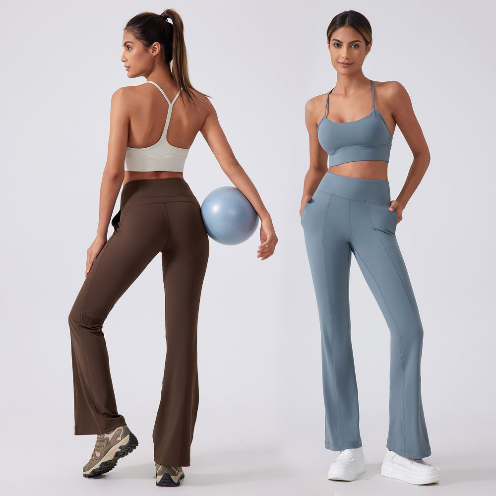 New women's high-waisted yoga pants - tummy control, hip lifting, casual wide leg flare leggings for outdoor wear, sports, fitness, and yoga - daw185