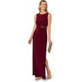 Amazon  summer fashion elegant wine red brocade embellished round neck dress for women
