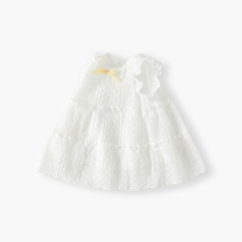 new girls' tank dress summer outfit baby girl princess dress stylish puffy flutter sleeve dress chiffon infant dress