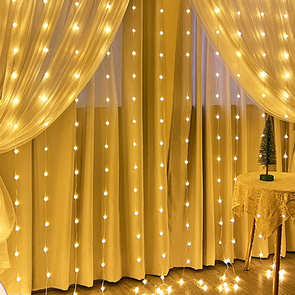LED leather wire round ball curtain light string, low voltage usb remote control copper wire curtain light bedroom background 3 * 3 curtain light string