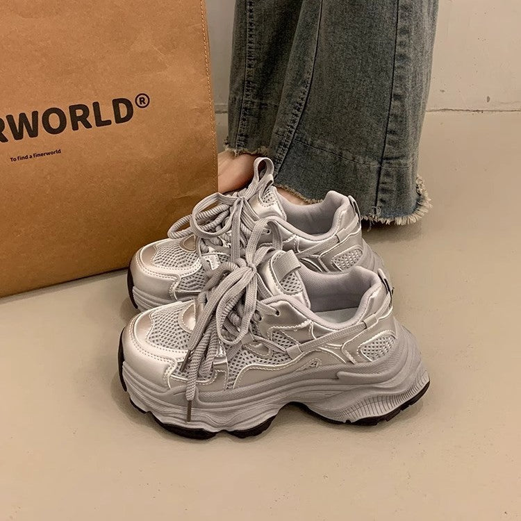 Best sellingplatform shoesthick soledad shoes women's summer petites height increasing 2026new arrival mesh breathable casual sports shoes