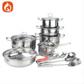 supply of stainless steel pots and pans, 18-piece set, thickened non-stick flat-bottomed frying pan, milk pot, soup pot set combination