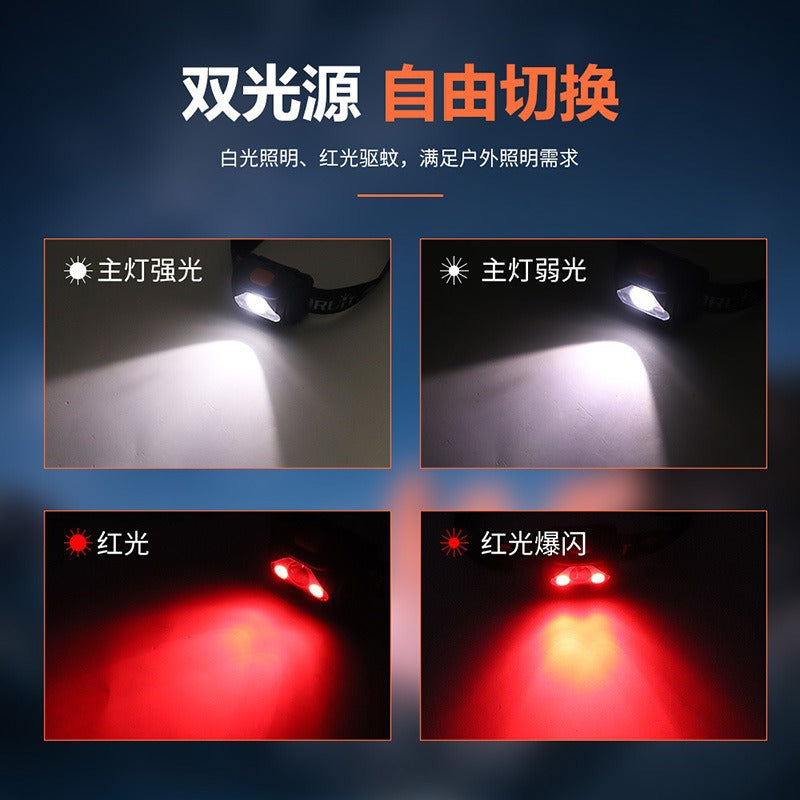 Foreign Trade AAA Headlight No. 7 Battery Outdoor Red and White Light Travel Portable Strong Light Mini Night Fishing Camping Mountaineering Lighting