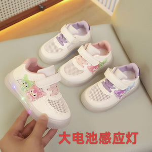 spring/autumn new princess kids' sports shoes - leather upper, led light-up, casual shoes for toddlers and young children (ages 1-6)