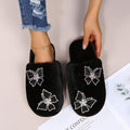 new arrivalins style cotton slippers for women indoor and outdoor flatsheattech shoes autumn and winter rhinestone butterfly popular furry slippers