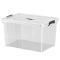 Transparent extra-large storage bin with lid - plastic household clothes organizer - oversized storage and organization box