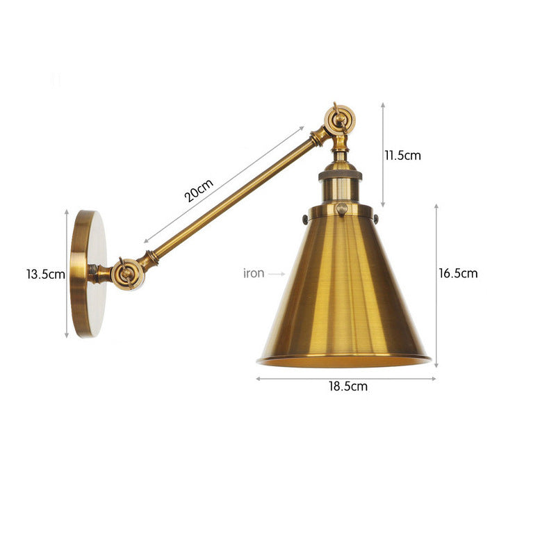 American industrial wind wrought iron wall lamp, living room retro background wall lamp, aisle entrance, golden simple bedroom bedside lamp