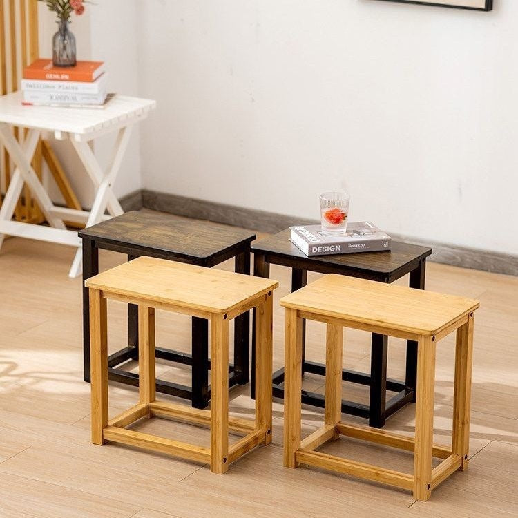 Thickened tea room stool low stool new chinoiserie small square stool for home small stool bamboo stool living room small bench tea table stool