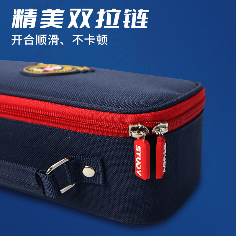 Customized pencil case British style large capacity pencil case Boy college style stationery bag Portable Oxford cloth stationery box wholesale