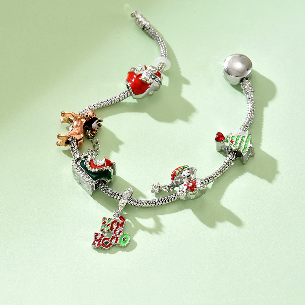 new arrival christmas bracelet jewelry fashionhip hop punk style alloy dripping oil santa claus gift bracelet