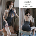 Long night's temptation: lingerie uniform set - sexy halter bodysuit with bodycon mini skirt - women's nightclub outfit 1033