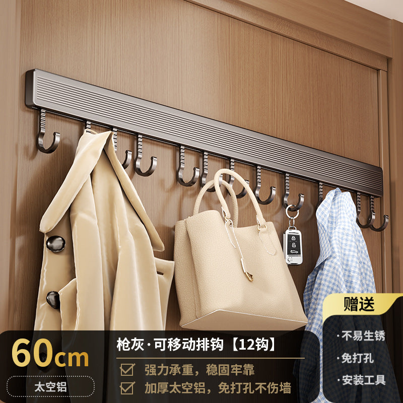 Space aluminum hook, viscose, strong non-punching adhesive hook, door back coat hook, bathroom, kitchen wall wall-mounted storage