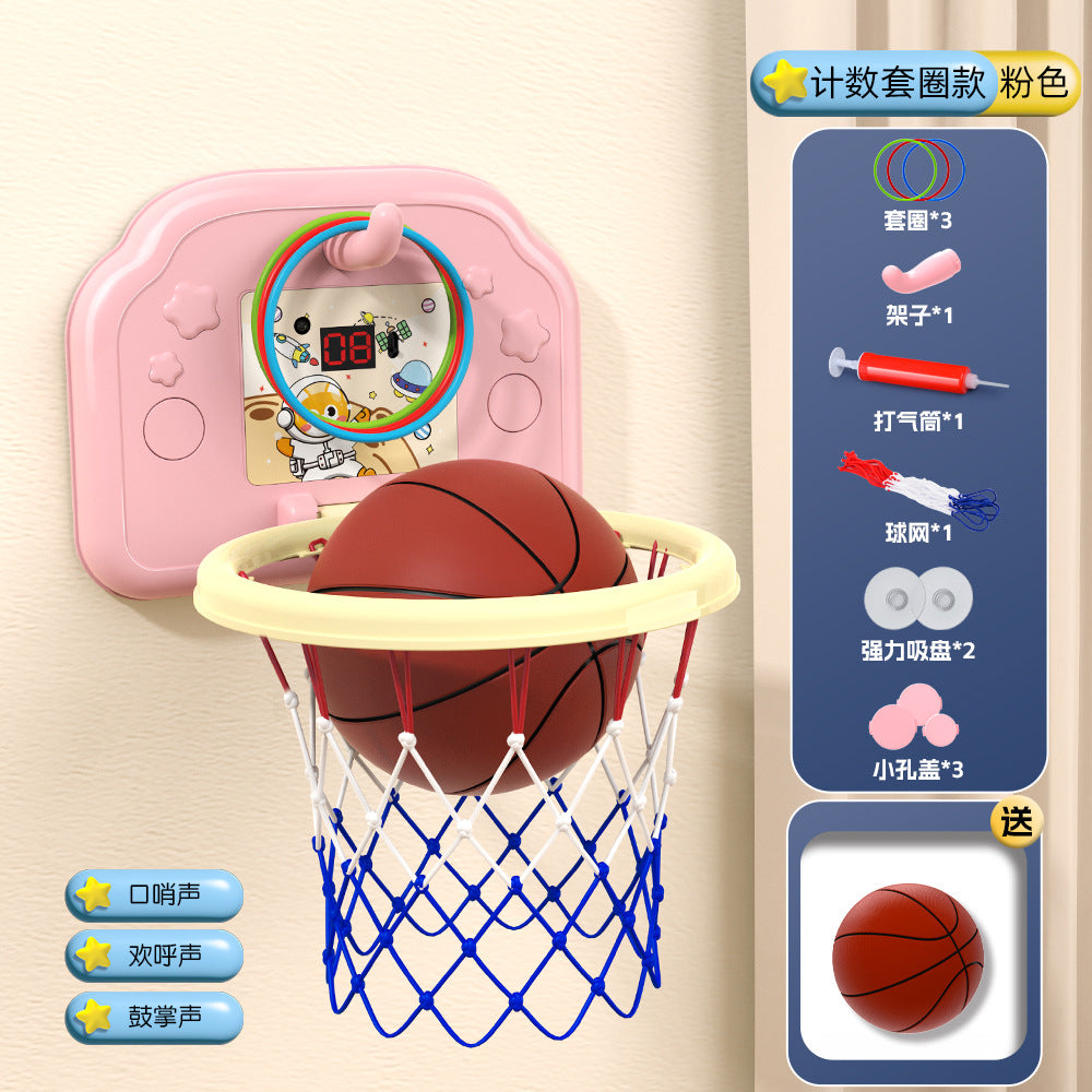 Kids' hanging basketball hoop - indoor/outdoor, no drilling required, foldable, with scoring system and rings - perfect for kindergarten basketball games and toys