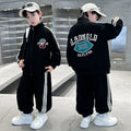 Boys'  spring collection: stylish two-piece outfit - kids' spring/autumn biker jacket & sportswear set (korean style)
