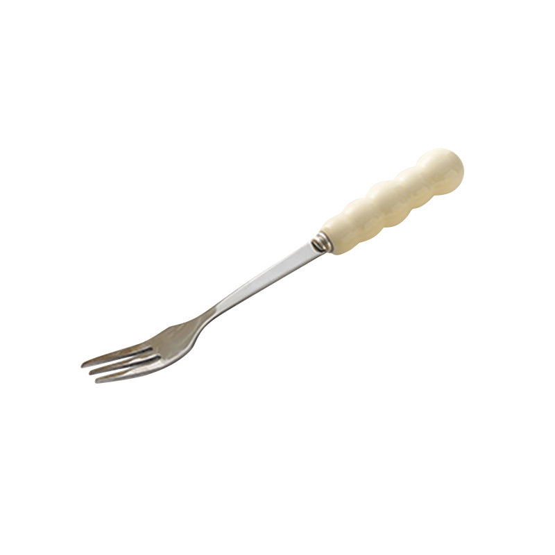 Influencer-approved creamy fruit fork set: electroplated, luxe storage jar, high-value coffee table decor, fruit picks