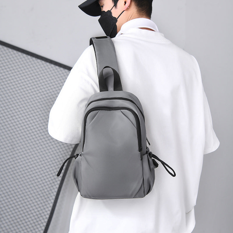 Fashion trendy cool messenger bag men's breast bag large capacity lightweight anti-splashing fabric chest backpack casual shoulder bag