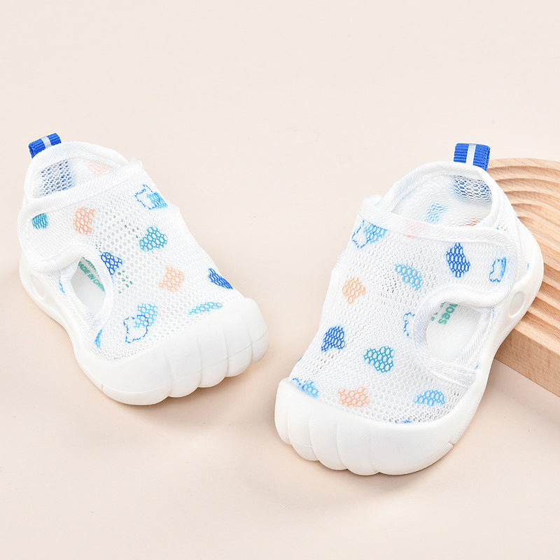 Baby sandals for boys, summer first walker shoes, 0-1-2 years old infant anti-slip soft sole mesh shoes for babies and toddlers, baby girl shoes