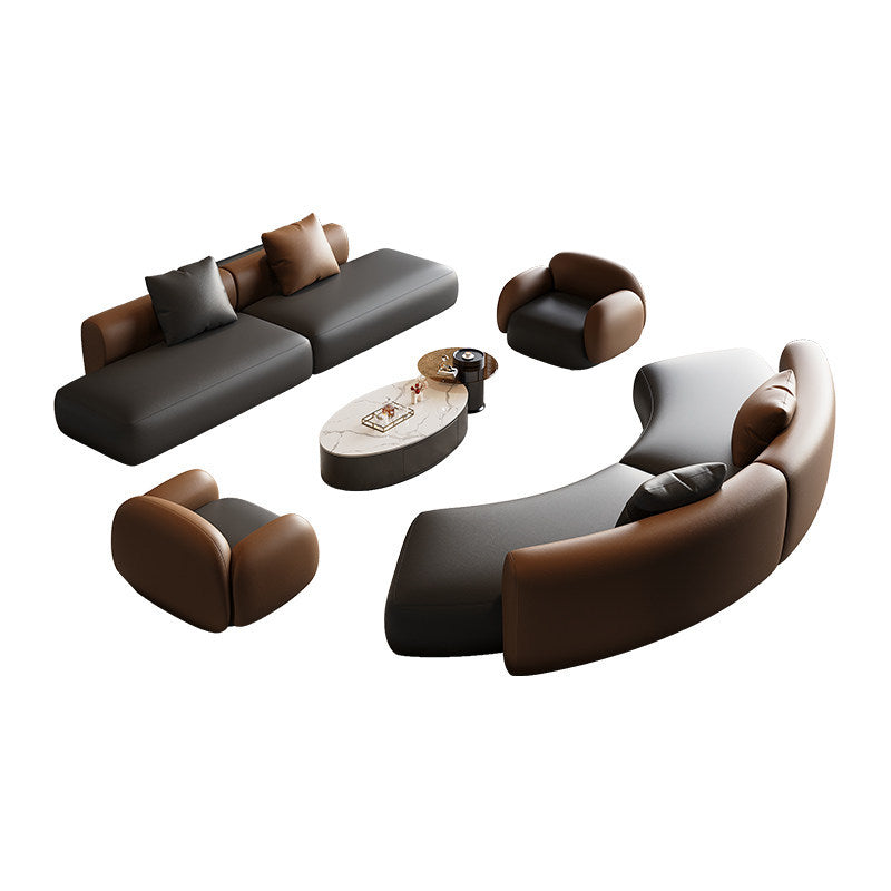 Italian light luxury straight-row curved sofa coffee table hotel lobby seating area large apartment reception sofa table and chair set
