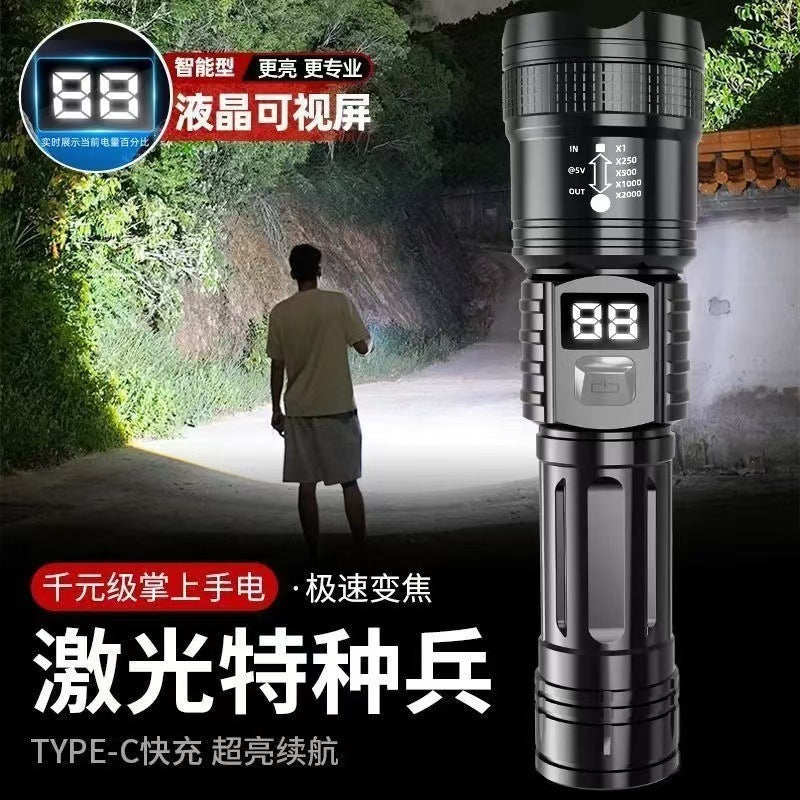 Cross-border explosive strong light flashlight outdoor super bright long-distance shooting P50 flashlight telescopic focusing high-power portable flashlight