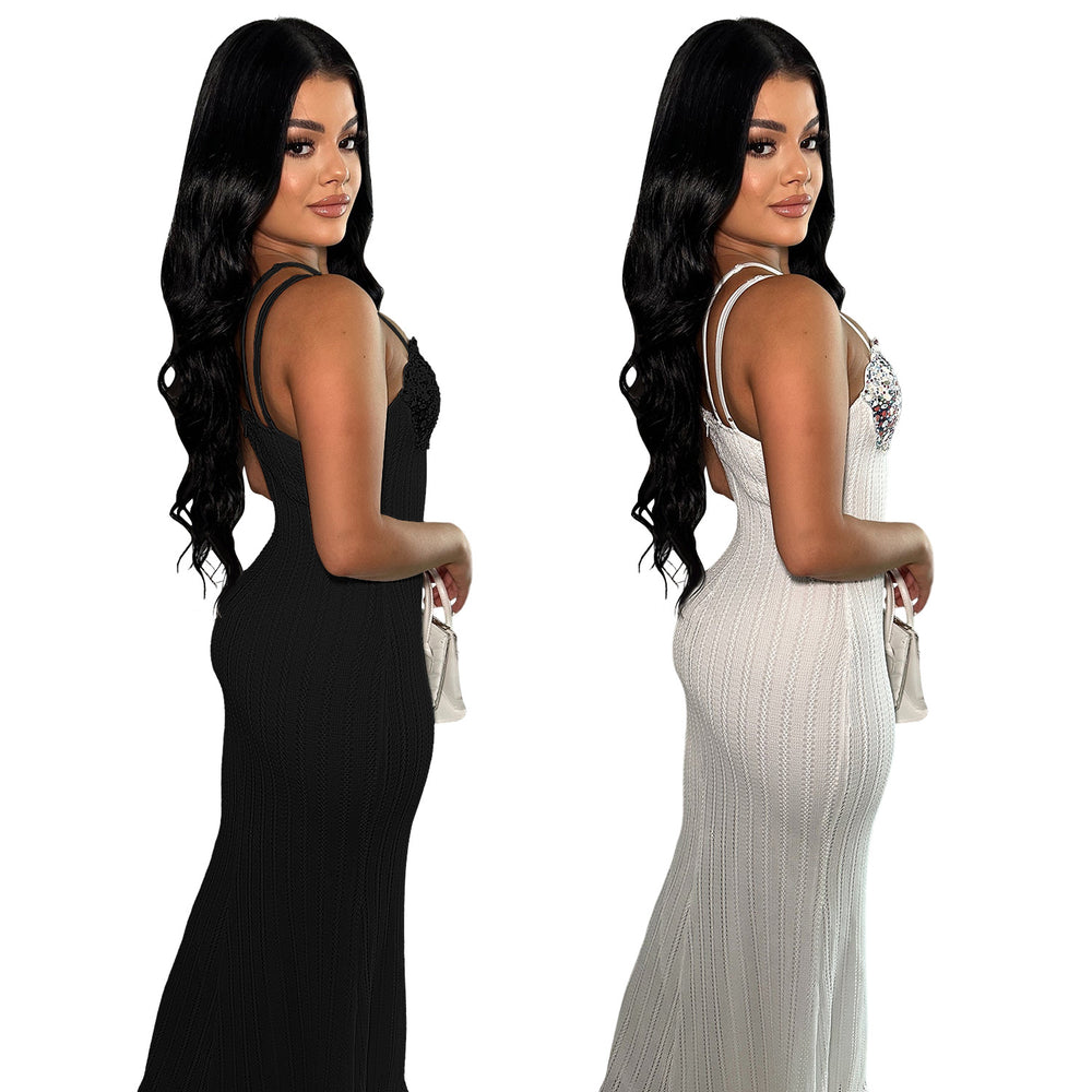 C7102 cross-border   independent station fashionable women's sleeveless camisole dress long dress new