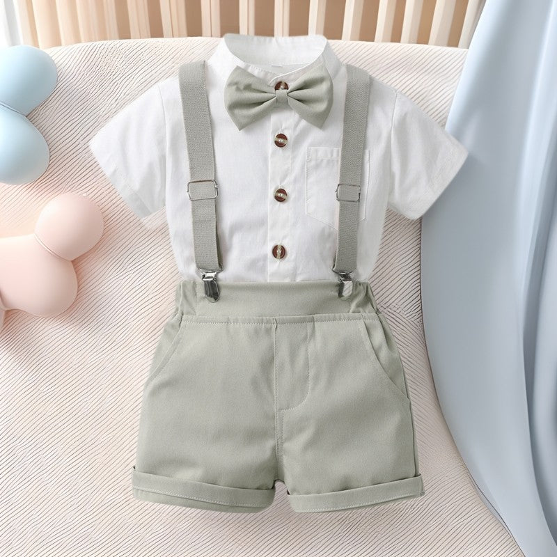 Newborn boy's first birthday outfit, baby boy's british gentleman suit, summer children's clothing, boy's shirt for spring and summer