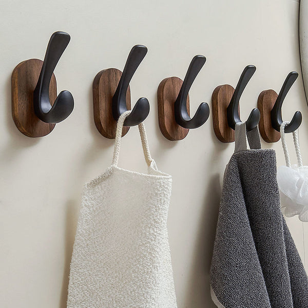 Walnut coat hook No punching, bathroom hook behind entrance door Hanging adhesive hook Bedroom creative hanging clothes hat hook