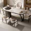 Single table + 1 pair of curved chairs + 4 light luxury chairs [free glass kettle + gift bag]
