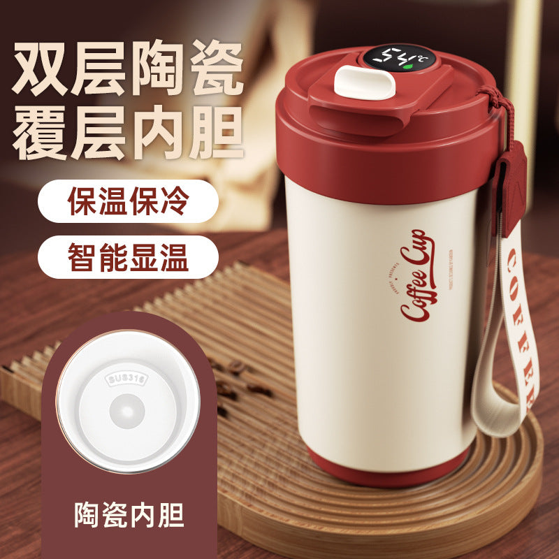 Wholesale 316 retro smart coffee mug - ceramic liner, insulated hot & cold water bottle, portable car cup, personalized engraving available