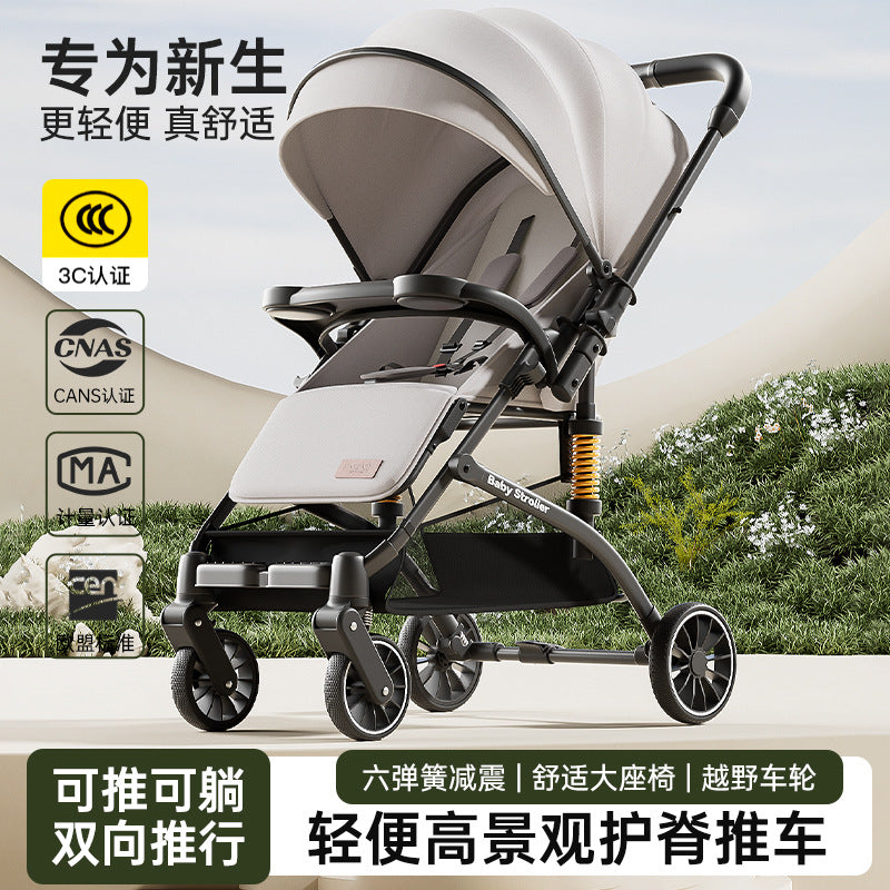 High-view two-way stroller, 0-3 years, convertible pushchair, lightweight & foldable, baby walking assistant