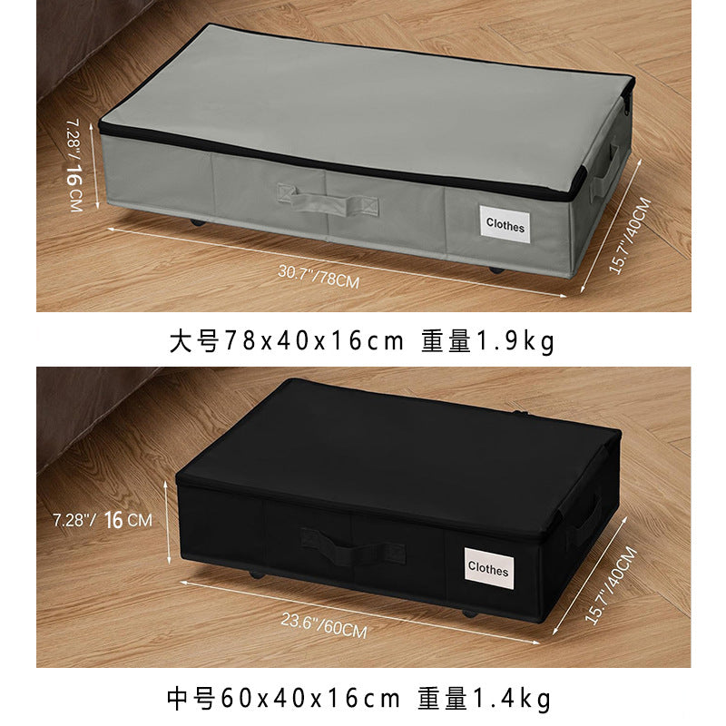 Cross-border hot-selling new storage box Oxford cloth with wheels, under-bed storage box, bedroom shoe storage box foldable