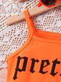 european and american style cross-border girls' printed camisole top + mesh skirt set (includes big kids' sizes)